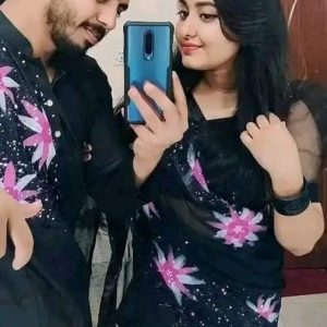 Hand Print Sharee Panjabi Couple Set
