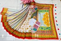 Half Silk Sharee and Cotton Panjabi Couple Set